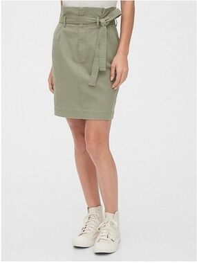 GAP Paperbag Mini Skirt Olive Green Belted High Rise Size 6